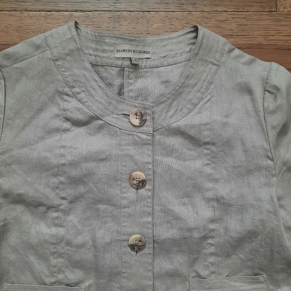 Linen Button Front Jacket Blazer - Picture 2 of 13